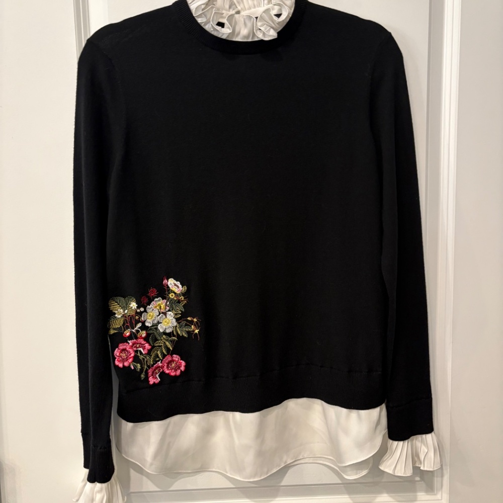 TED BAKER Sweater with embroidery and ruffled collar Size 3 (L)